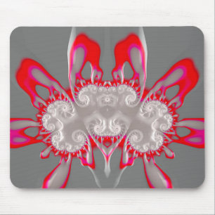 Alfombrilla De Ratón ~ FLUORO PINK ROJO GRIS BLANCO ~ Fractal ~Original