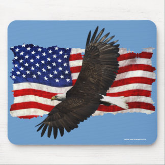 Alfombrilla De Ratón Flying Bald Eagle & U.S. Flag Patriotic Mousemat
