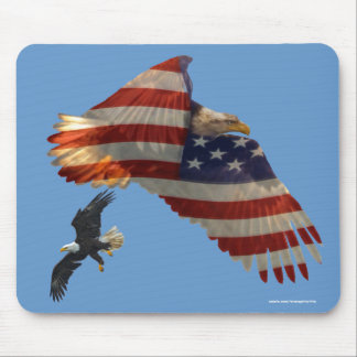 Alfombrilla De Ratón Flying Bald Eagles & U.S. Flag Patriotic Mousemat