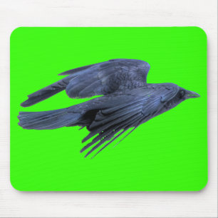 Alfombrilla De Ratón Flying Black Raven Gothic, Celtic, Wildlife