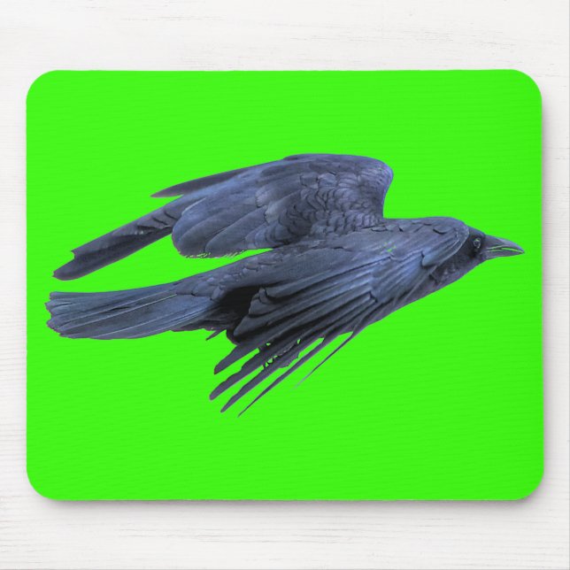 Alfombrilla De Ratón Flying Black Raven Gothic, Celtic, Wildlife (Frente)