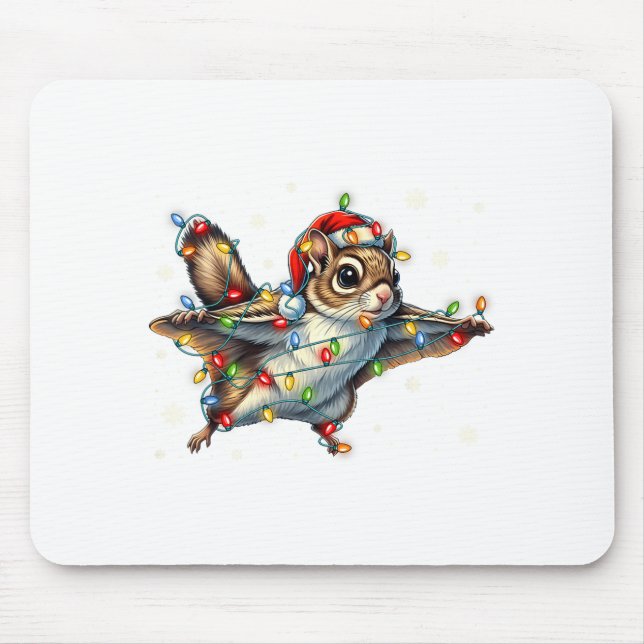 Alfombrilla De Ratón Flying Squirrel Christmas Lights Tee Merry Squirre (Frente)