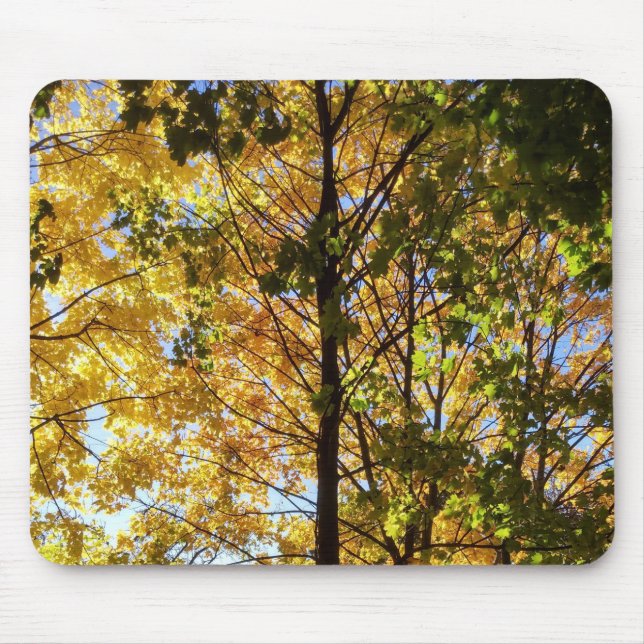 Alfombrilla De Ratón Follaje de otoño amarillo y verde (Frente)