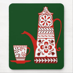 Alfombrilla De Ratón Folleto rojo, delft, café/té y taza