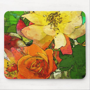 Alfombrilla De Ratón fondo colorido 2 del vintage floral del arte