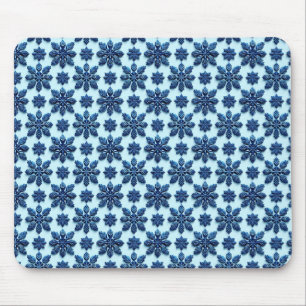 Alfombrilla De Ratón Fondo con patrón de copo de nieve azul