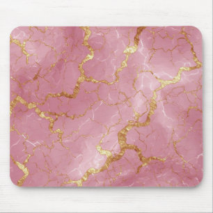 Alfombrilla De Ratón Fondo de mármol rosa con vetas doradas