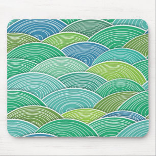Alfombrilla De Ratón Fondo de ondas verdes abstractas encrespadas