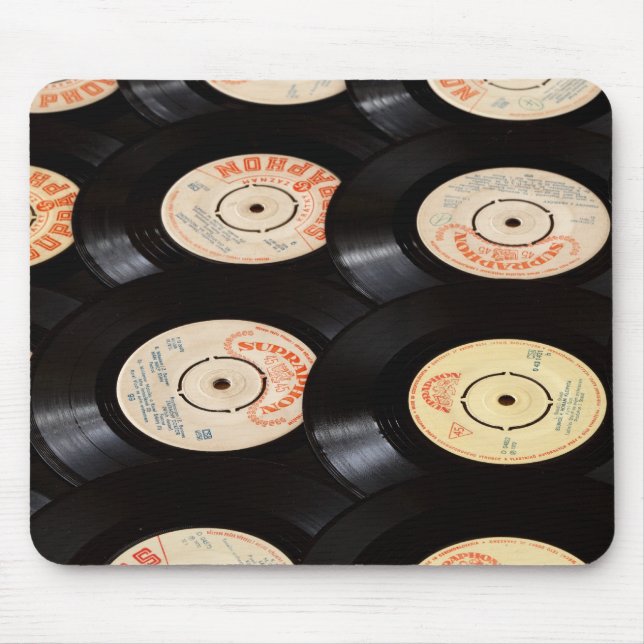 Alfombrilla De Ratón Fondo de registros de vinilo (Frente)
