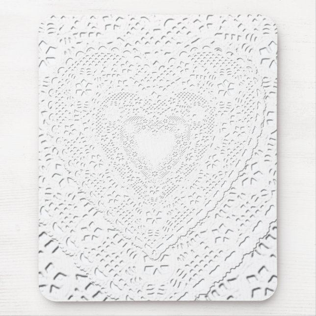 Alfombrilla De Ratón Fondo falso de tela de encaje blanco (Frente)