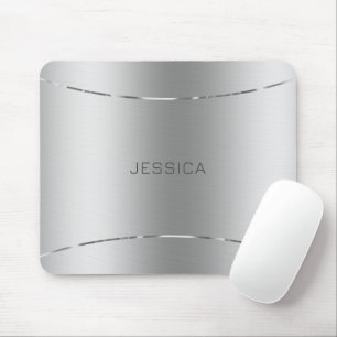 Alfombrilla De Ratón Fondo Monogramado de color plateado metálico