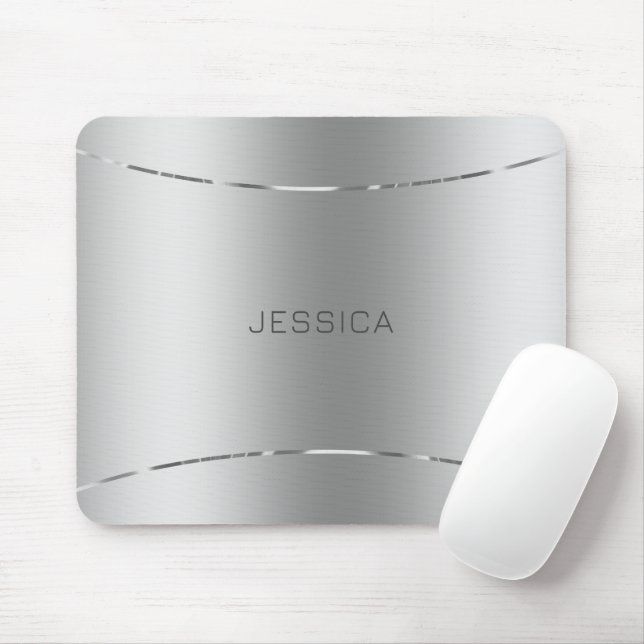 Alfombrilla De Ratón Fondo Monogramado de color plateado metálico (Con ratón)