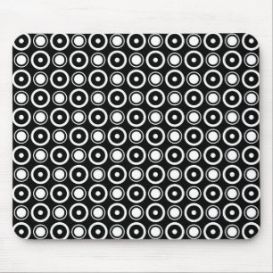 Alfombrilla De Ratón Fondo negro de los lunares elegantes blancos