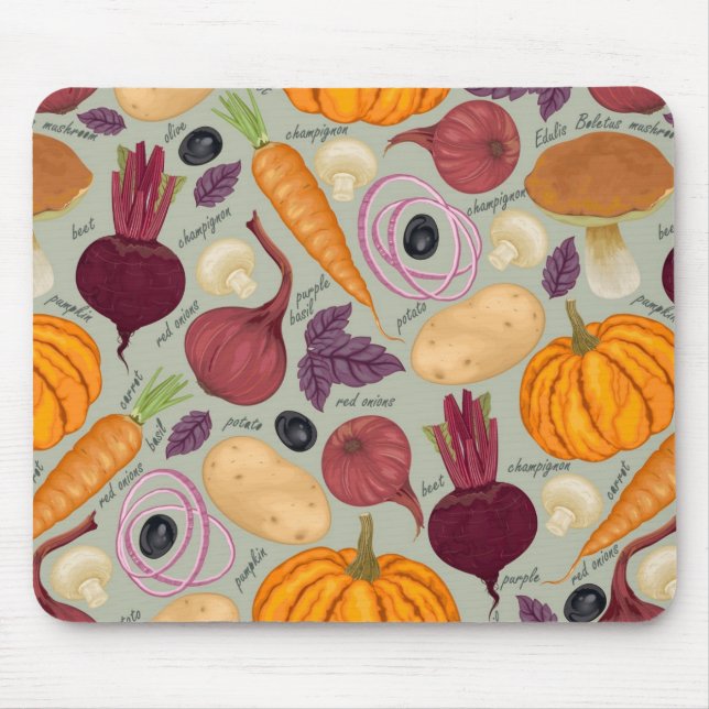 Alfombrilla De Ratón Fondo retro de verduras frescas (Frente)