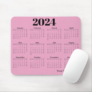 Alfombrilla De Ratón Fondo rosa del calendario 2024