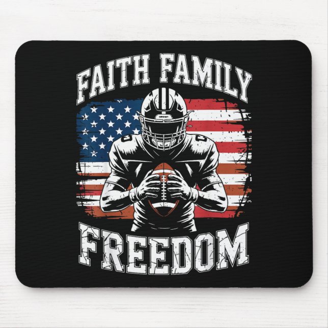 Alfombrilla De Ratón Football Faith Family Dom Patriotic Christian Foot (Frente)