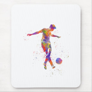 Alfombrilla De Ratón Football player in watercolor
