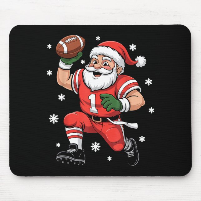 Alfombrilla De Ratón Football Santa Claus Lineman Christmas Quarterback (Frente)