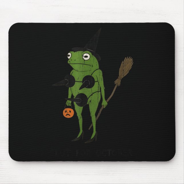 Alfombrilla De Ratón For October, Funny Halloween, Funny Witch Frog  (Frente)