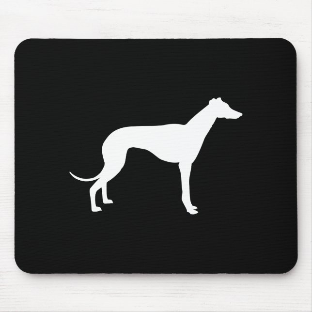 Alfombrilla De Ratón Forma en negro y blanco de galgo (Frente)