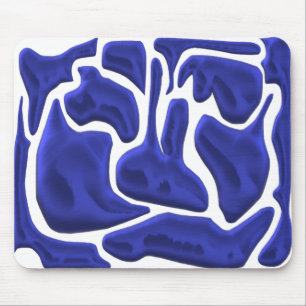 Alfombrilla De Ratón Formas de fluido azul abstracto: arte moderno en 3