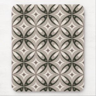 Alfombrilla De Ratón Formas geométricas retro beige y marrón
