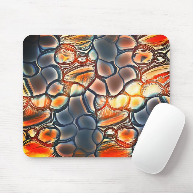 Alfombrilla De Ratón Formas redondeadas en cian quemado y naranja miemb (Con ratón)
