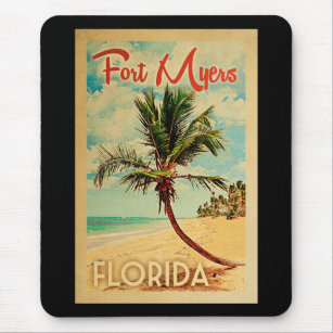 Alfombrilla De Ratón Fort Myers Florida Palm Tree Beach Viaje Vintage