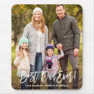Alfombrilla De Ratón Foto con letra de pincel moderna Mejor papá del mu