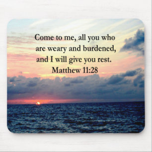 ALFOMBRILLA DE RATÓN FOTO DE ESPIRITUAL MATTHEW 11:28 SUNRISE SCRIPTURE