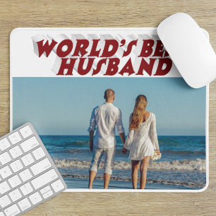 Alfombrilla De Ratón Foto de marido con texto en burdeos