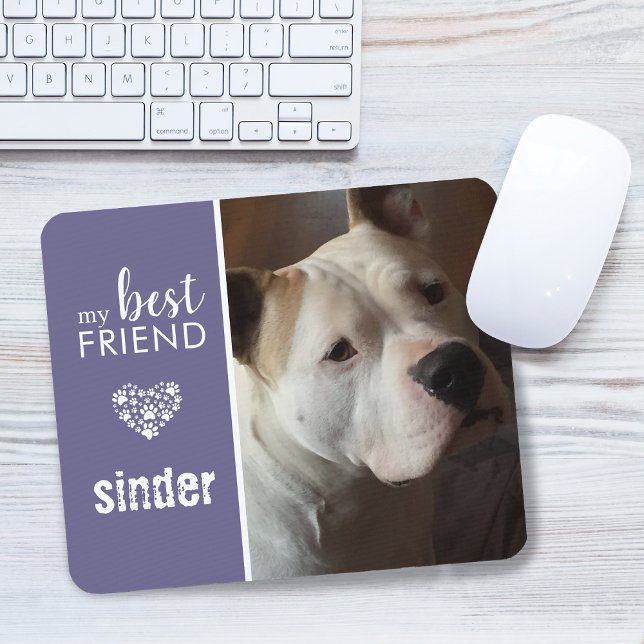 Alfombrilla De Ratón Foto de mi mejor amigo Mascota personalizada púrpu (My Best Friend Pet Photo Personalized Purple Mouse Pad)