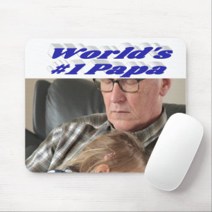 Alfombrilla De Ratón Foto de papá con texto azul