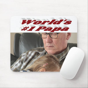 Alfombrilla De Ratón Foto de papá con texto en burdeos