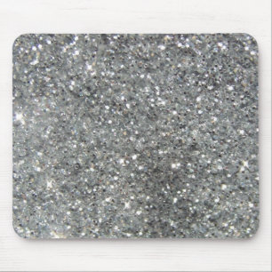 Alfombrilla De Ratón Foto de plata elegante del Glitz del purpurina