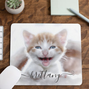 Alfombrilla De Ratón Foto de tu gatito mascota familiar lindo