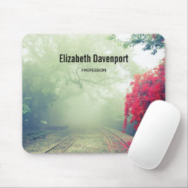 Alfombrilla De Ratón Foto escénica de Misty Railroad Tracks