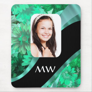 Alfombrilla De Ratón Foto floral verde personalizada