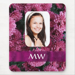 Alfombrilla De Ratón Foto personalizada con flores rosadas