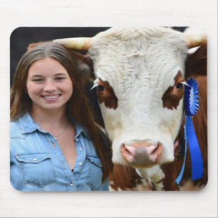 Alfombrilla De Ratón Foto personalizada de vaca de exposición ganadera