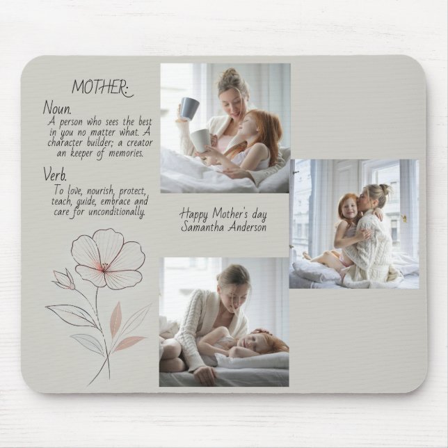 Alfombrilla De Ratón Foto personalizada y texto Mousepad-Día de la Madr (Frente)