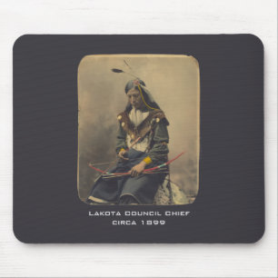 Alfombrilla De Ratón Foto vintage Nativo Estadounidense Lakota Jefe Ind