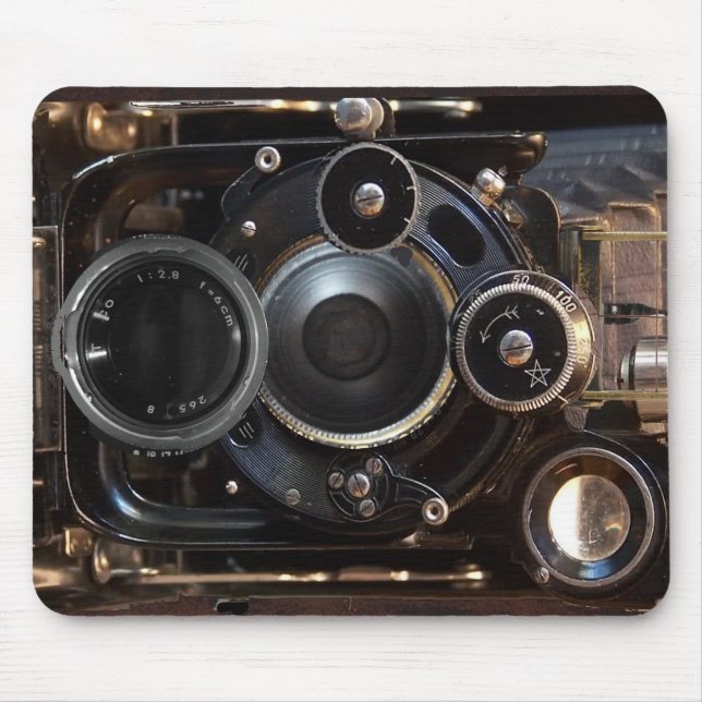 Alfombrilla De Ratón Fotografía de cámara antigua Película de lente ven (Frente)