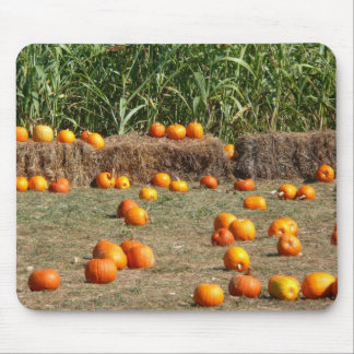 Alfombrilla De Ratón Fotografía de cosecha otoñal de calabazas, maíz y