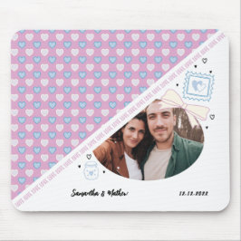 Alfombrilla De Ratón Fotografía de la pareja de amor y nombres Patrón d