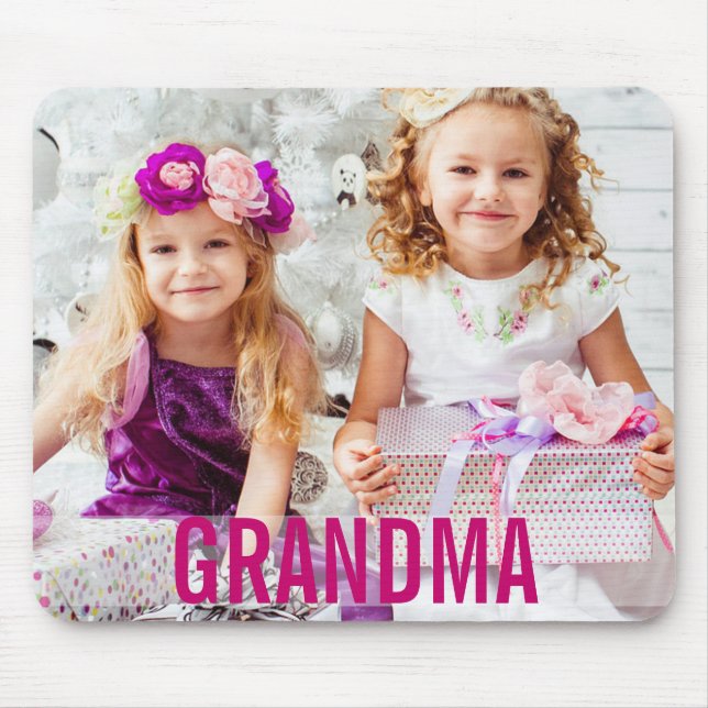 Alfombrilla De Ratón Fotografía de sus hijos Abuela Mousepad (Frente)