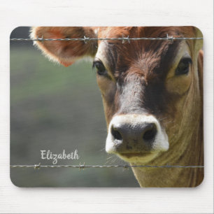 Alfombrilla De Ratón Fotografía de vaca Jersey con monograma