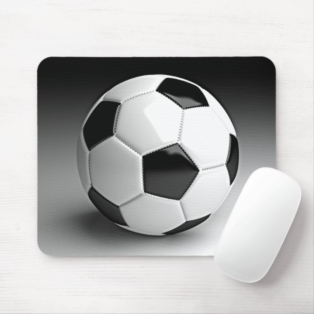 Alfombrilla De Ratón Fotografía deportiva moderna del fútbol blanco neg (Con ratón)