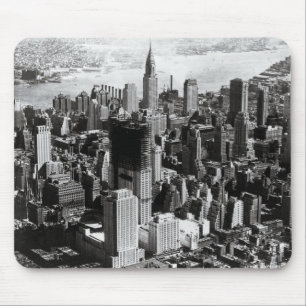 Alfombrilla De Ratón Fotografía negra y blanca de Manhattan aérea