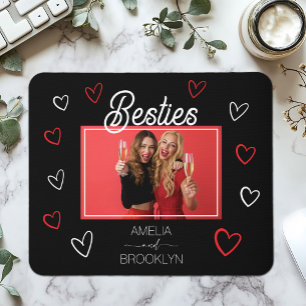 Alfombrilla De Ratón Fotos Corazones Negros y Rojos Amigas